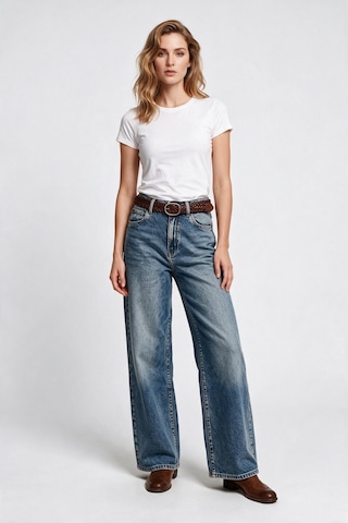 Marsel&leon Marsel Leon Kadın Yüksek Bel Geniş Paça Baggy Jean Pantolon Denim Kumaş Mavi