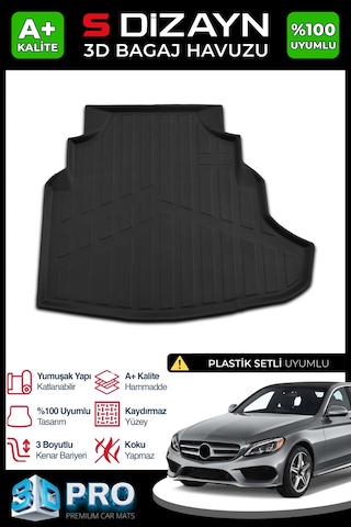 S-dizayn Mercedes C200 W205 3d Pro Bagaj Havuzu 2014-2021 A+ Kalite