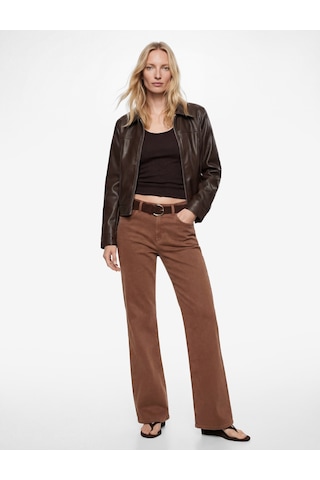 Koton Normal Bel Kemer Detaylı Dar Kalıp Cepli İspanyol Paça Pantolon - Flare Jeans Kahverengi 6sal40099mw Kahve