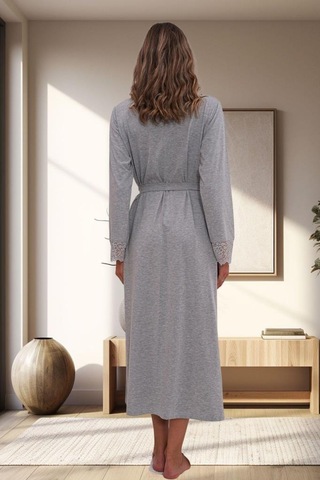 Mecit 1543 Bayan Gri Büyük Beden Uzun Kollu Uzun Sabahlık Gri