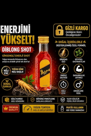 Diblong Shot Ginsengli Enerji Shot 12 Adet Ginseng Özlü Bitkisel Enerji İçeceği For Men