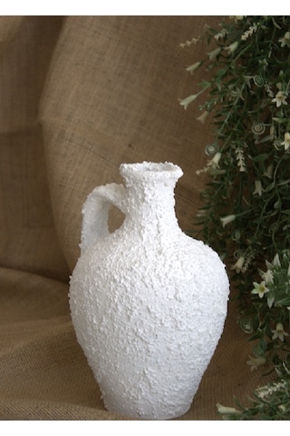 Beyaz Renk Çömlek Vazo Toprak Vazo Dekoratif Vazo