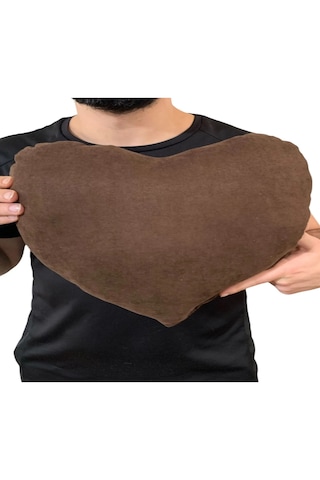 Ruxwoiw Kalp Yastığı %100 Pamuklu %100 Boncuk Elyaf - Kahverengi