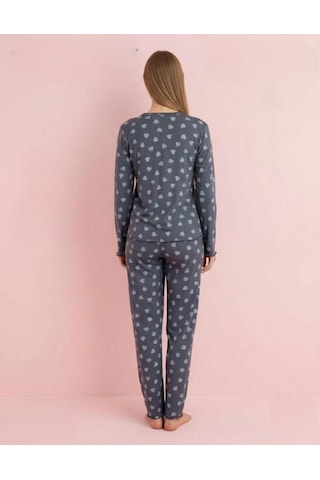 Pijamerry Kadın Bambu Baharlık Dantel Yaka Uzun Kol İnce Pijama Takımı 5204f - 1 Adet Füme