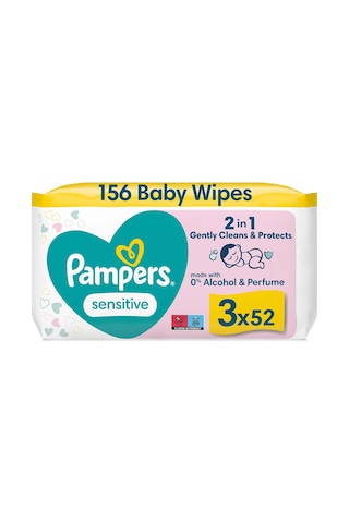 Prima Pampers Sensitive Islak Bebek Mendili, 3'lü 52 Adet 156 Islak Mendil