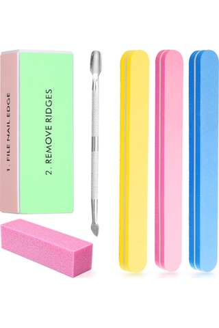 Ximistore9 6 Parça Tırnak Bakımı Seti: Tırnak Döşeme, Tampon, Püskürtücü Ve 4 Adet Zımpara Taşı