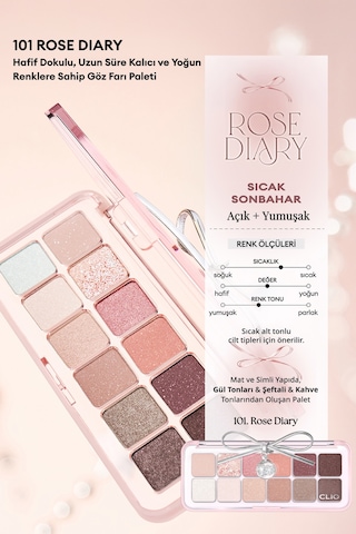Hafif Dokulu Yoğun Renklere Sahip Göz Farı Paleti Clıo Pro Eye Palette Air 101 Rose Diary 10913719