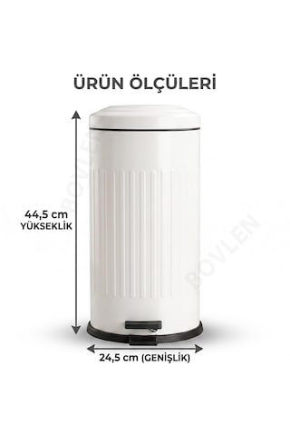16 Litre Vintage Metal Çıkarılabilir Kovalı Çöp Kovası Beyaz