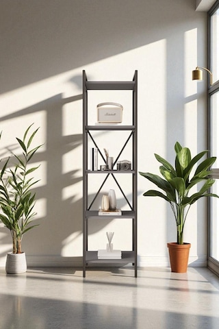 Nilamu Antrasit 45 Cm Kitaplık, Metal Aksamlı, Organizer, Ofis, 45 170 34 Antrasit