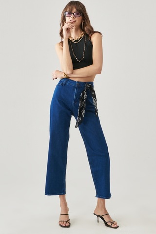 Lee Wide Leg Fit Yüksek Bel Geniş Paça Esnek Jean Kot Pantolon L31ZPDUE Koyu Mavi