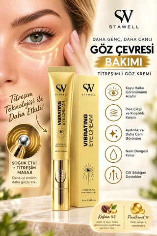 Stawell Titreşimli Masaj Başlıklı Kafein içerikli Göz Çevresi Bakım Kremi 20 ML