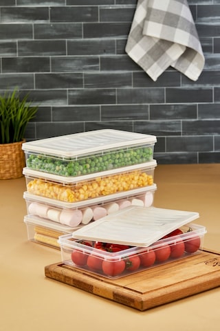 Multi Box 5 Li Set Saklama Kabı Seti - Dondurucu & Mikrodalga Uyumlu Krem