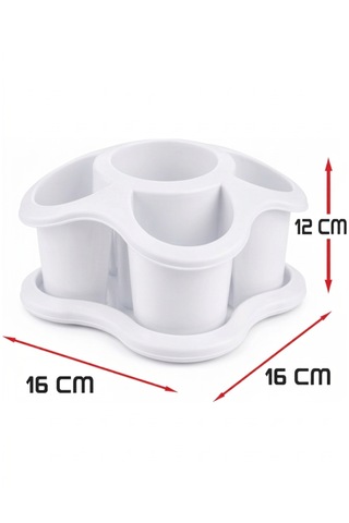 Mutfak Tezgah Üstü Kaşıklık Ve Düzenleyici 5 Bölmeli Çok Amaçlı Plastik Organizer Papatya 16x16cm Beyaz