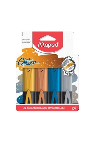 Maped Fosforlu Kalem Glıtter Metal 4 Lü Çok Renkli