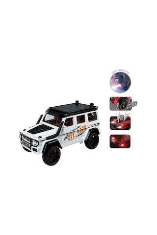Sesli Ve Işıklı Buharlı Çıkaran Metal Off-road Jeep - Çek-bırak Araba 20cm 1:22 Ölçek Çok Renkli