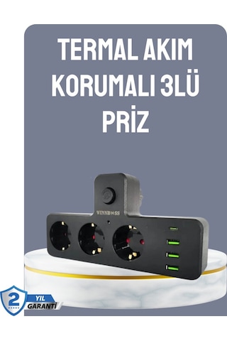 Northcity Anahtarlı Çoklu Priz: 3 Ac + 3 Usb + 1 Type-c İle Hızlı Ve Güvenli Şarj 0.1 M