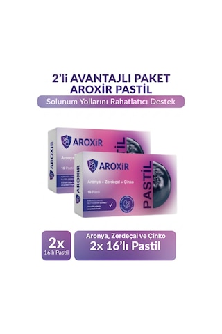 Aroxir Pastil Solunum Yollarını Rahatlatıcı Ve Koruyucu Destek Aronya, Zerdeçal Ve Çinko 2x16'lı Pastil
