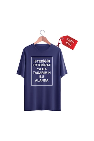 Kendin Tasarla T-shirt Kişiye Özel Tişört Baskılı Tshirt Lacivert