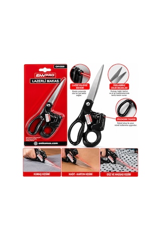 Emvpro Emv-5690 Lazerli Terzi Makası Pilli Kırmızı Lazer Plastik Saplı
