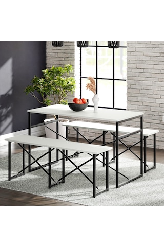 Masa Takımı Bench Bank Masa Seti 120x60 Masa Mutfak Masası Yemek