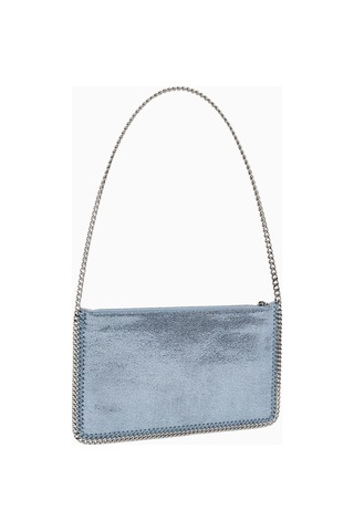 Stella Mccartney Falabella Shaggy Deer, Açık Mavi Vegan Deri Zincir Detaylı Lüks Pochette Omuz Çantası