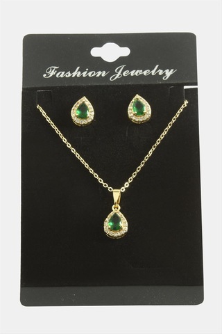 Damla Zirkon Taşlı Set Kolye Çok Renkli 77185950