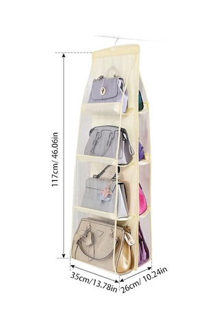 Singree 4 Katmanlı Çanta Organizer - 8 Cep Geniş Depolama, Döner Kancalı, Toz Geçirmez, Bej 112 Karakter Bej