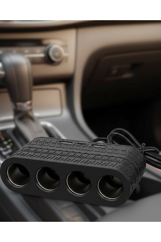 4 Çakmak Girişli Araç Çoklayıcı Type C Ve Usb Destekli Güvenli Güç Dağıtıcı Çok Renkli