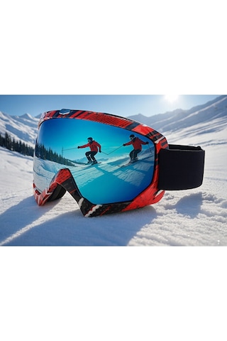 Esrada Kayak Gözlüğü Antifog Ventilli Uv Korumalı Güneş Kar Gözlük Gökkuşağı Gümüş Snowboard Glasses Sporu Kırmızı