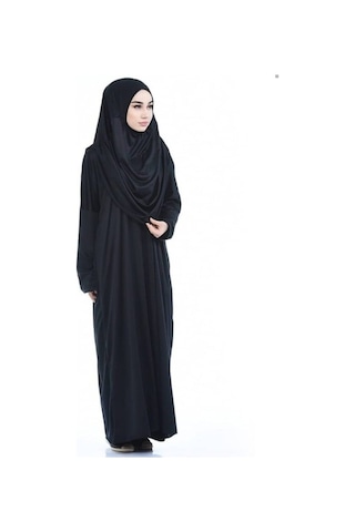 Tesettür Kadın Tek Parça Namaz Elbisesi Siyah