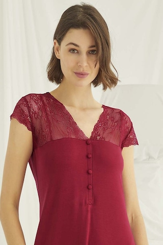 Monamise 18481 Kadın Kısa Kollu Gecelik-kırmızı Kırmızı