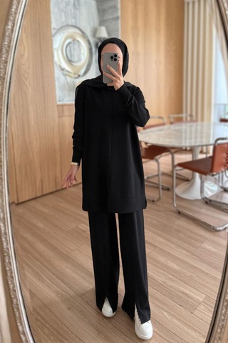 Kahijab Arlena Premium Rayon Takım - Siyah Siyah