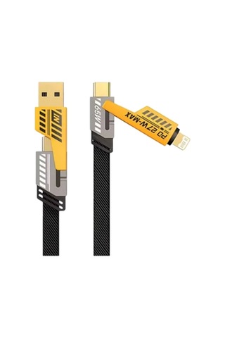 65w 4'ü 1 Arada Çoklu Şarj Kablosu - Usb-c, Usb-a, Lightning, Veri Ve Şarj Desteği