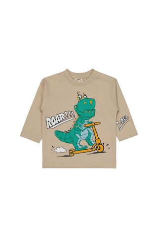 Civil Baby Dinazor Nakışlı 6-18 Ay Sweatshirt Vizon