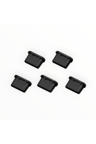 Type-c Telefonlara Uyumlu Toz Ve Kir Önleyici Şarj Soketi Koruyucu Tıpa Slikon 5 Adet Siyah