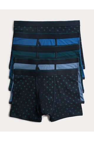 Marks & Spencer 5'li Desenli Boxer T14004830s Lacivert
