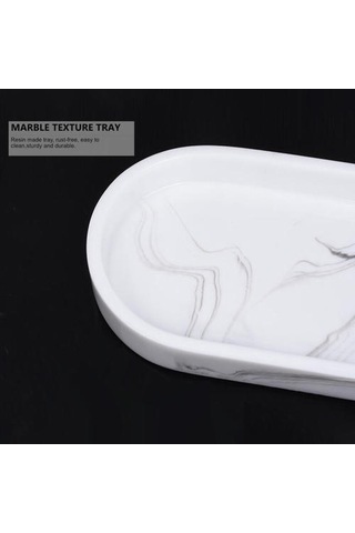 Otel Mermer Doku Depolama Tepsisi Banyo Tepsisi Reçine Tepsi Reçine Küvet Tepsisi Depolama Tepsileri Ahşap - Beyaz