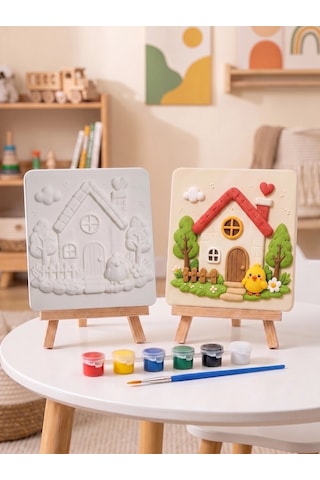 15x15 Sevimli Ev Taş Boyama Seti Çocuk Ve Yetişkin Hobi Kiti