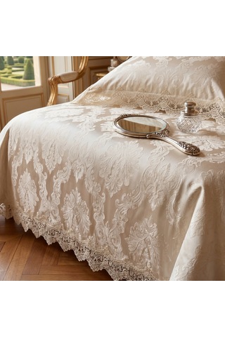 Goldroom Home Dantelli Pike Takımı Çift Kişilik Krem