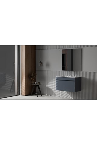 Creavit Flexio 80 Cm Katlanabilir Banyo Dolabı Antrasit Set