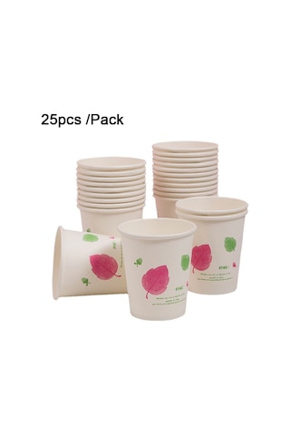 Cbtx 250 Ml Tek Kullanımlık Kağıt Bardak Kalınlaşmış Odun Hamuru Su Bardağı Kırmızı Yaprak