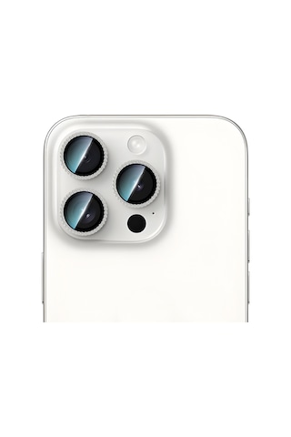 Apple iPhone 15 Pro Uyumlu Caseworld Alloy Sparkling Diamond Serisi Taşlı Lens Koruyucu Gümüş