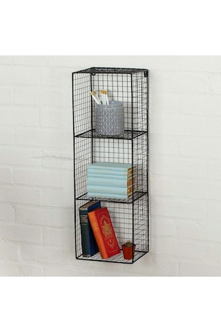 Wessdizayn Metal Duvar Rafı Dekoratif 3 Gözlü Kitaplık Wd-208