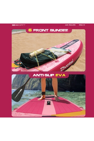 Air Power Pink 335x86x15 Cm Çift Taraflı Kürekli Şişme Paddle Board Sup Seti 175 Kg