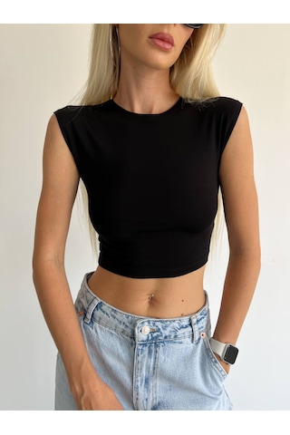Midi Crop Top T-shirt 373 Siyah
