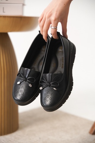 Garantili D0109 Günlük Ortopedik Kadın Babet Ayakkabı Siyah