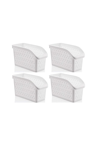 Omnipazar Sy-2170 Plastik Küçük Dolap İçi Sebze Meyve Düzenleyici Beyaz 4 Lü Set Beyaz