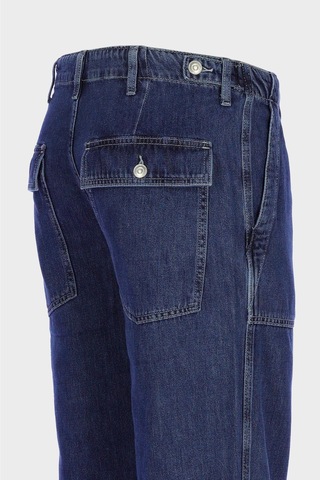 Orta Mavi Loose Fit Lastikli Patı Fermuarlı Jean Pantolon E 4409-006 Orta Mavi