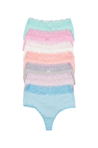 Nicoletta Kadın Külot Yüksek Bel Tanga Büyük Beden 7'Li Paket Somon