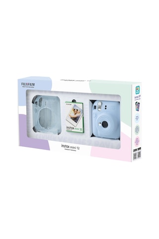 Fujifilm Instax Mini 12 Fotoğraf Makinesi + 10'lu Film + Pleksi Kılıf Mavi